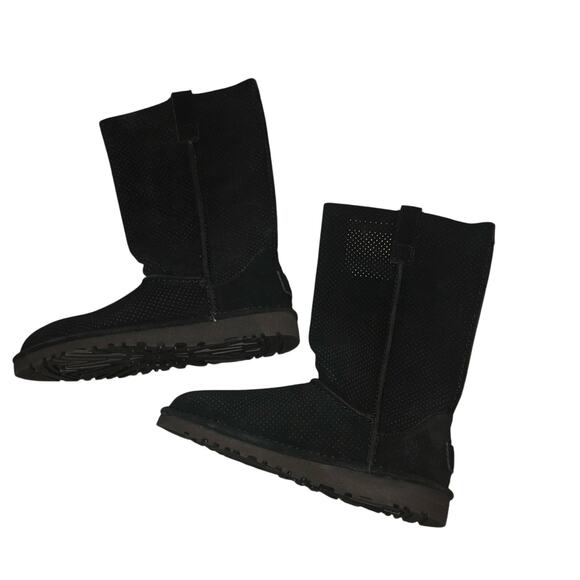 NEW UGG TALL BLACK LEATHER PERFORATED LEATHER BOOT SZ 5 Woman’s or 3.5 big girls - Picture 10 of 10
